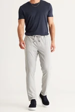 AC&Co / Altınyıldız Classics Men's Gray Slim Fit Casual Cut Jogger Pants with Tie Waist Side Pockets.