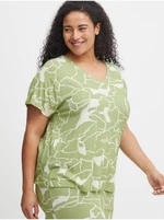 White-green women's patterned T-shirt Fransa