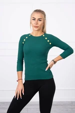 Blouse with decorative buttons dark green