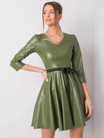 Green dress made of eco-leather