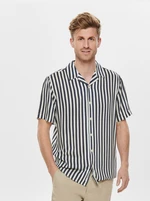 Dark blue striped regular fit shirt ONLY & SONS Wayne