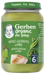 GERBER Organic Dětský příkrm brokolice s hráškem a krutím masem 190 g