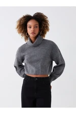 LC Waikiki Women's Turtleneck Plain Long Sleeve Crop Knitwear Sweater