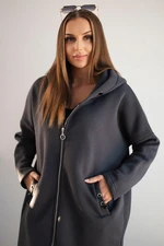 Long insulated graphite sweatshirt