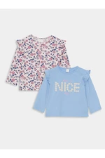 LC Waikiki Crew Neck Long Sleeved Printed Baby Girl's T-Shirt 2-pack