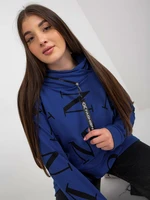 Dark blue women's sweatshirt with plus size inscription