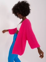 Fluo Pink Ladies Cardigan with 3/4 sleeves