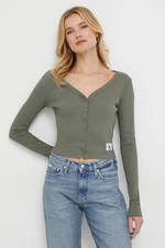 Tričko s dlhým rukávom Calvin Klein Jeans dámsky,zelená farba,J20J222570