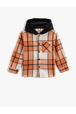 Koton Lumberjack Hoodie with Pocket Detailed Long Sleeve