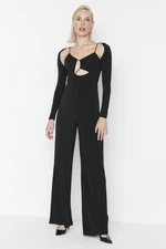 Trendyol Black Asymmetrical Collar Detailed Jumpsuit