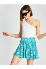 Koton Floral Mini Skirt With Elastic Waist Ruffled