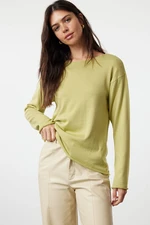 Trendyol Mint Cotton Transparent Look Fine Knitwear Sweater