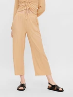 Beige Cropped Loose Trousers Pieces Lara - Women