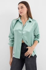 Bigdart 3964 Lightly Flowy Satin Shirt - Çağla