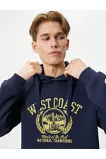 Koton College Printed Hoodie Hooded Kangaroo Pocket Detail