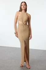 Trendyol X Zeynep Tosun Golden Snake Accessory Gleaming Long Night Evening Dress & Graduation Dress