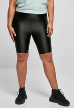 Women's Shiny Metallic High-Waisted Cycling Shorts Black