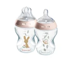 Tommee Tippee Natural Start Samosterilizační kojenecká lahev s Anti-Colic savičkou Pomalý průtok 0m+ 260 ml 2 ks růžová