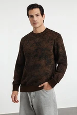 Trendyol Brown Regular Crew Neck Polka Dot Knitwear Sweater