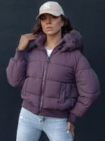 Women's winter quilted jacket with fur COLDPACK purple Dstreet