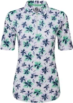 Footjoy 1/2 Zip Floral Print Lisle Lavender/Mint/Navy XS Polo košile