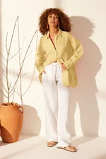 Trendyol Yellow 100% Linen Oversize Shirt