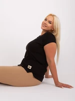 Women's black blouse plus size with slits