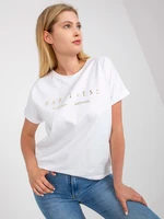 White cotton t-shirt with a larger size with short sleeves