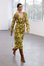 Trendyol Limited Edition Yellow A-Line Double Breasted Midi Chiffon Woven Dress