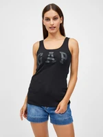 Black Women's Ribbed Tank Top GAP Logo