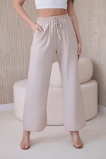 Viscose wide trousers in dark beige color