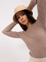 Dark beige classic striped sweater