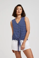 Women's top with tie MOODO - white/blue