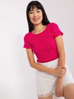 Fuchsia basic women's short sleeve blouse