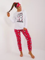 White women's pajamas with panda print