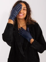 Dark blue elegant gloves with eco leather