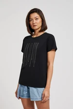 Women's T-shirt with stones MOODO - black