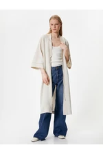 Koton Long Kimono Linen and Viscose Blend Half Sleeve