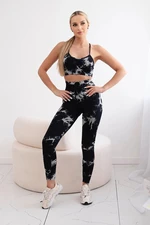 Women's Fitness Set Top + Push Up Leggings - Black