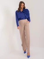 Dark beige women's fabric trousers