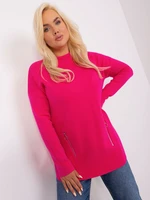 Fuchsia women's sweater plus size with zippers