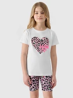 Girls' T-shirt with 4F print - white