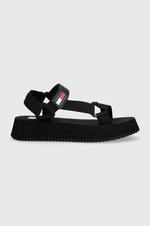 Sandály Tommy Jeans TJW EVA SANDAL dámské, černá barva, na platformě, EN0EN02466