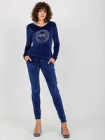 Women's cobalt velour set with appliqué