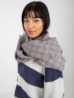 Grey and light pink women's checkered winter scarf