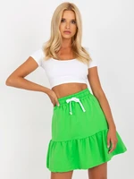 Light green short sweatshirt skirt with tie detail