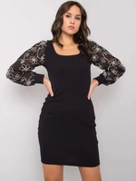 Black dress with puff sleeves from Formosa RUE PARIS