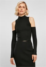 Women's ribbed knit with cut-out sleeves with long sleeves black