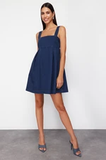 Trendyol Dark Blue More Sustainable Pleated Denim Mini Dress