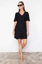 Trendyol Black Skirt Flounced Balloon Sleeve Woven Dress